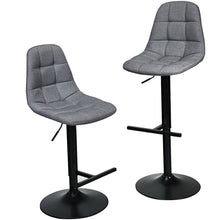 Load image into Gallery viewer, Gymax Set of 4 Adjustable Bar Stools Swivel Counter Height Linen Chairs with Back Gray
