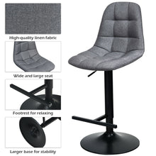 Load image into Gallery viewer, Gymax Set of 4 Adjustable Bar Stools Swivel Counter Height Linen Chairs with Back Gray
