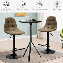 Load image into Gallery viewer, Gymax Set of 2 Adjustable Bar Stools Swivel Counter Height Linen Chairs with Back Brown
