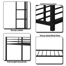 Load image into Gallery viewer, Gymax Twin Over Twin Bunk Bed Metal Platform Bed Frame W/ Guard Rails &amp; Side Ladder
