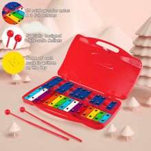 Load image into Gallery viewer, Gymax 25 Notes Kids Glockenspiel Chromatic Metal Xylophone w/ Red Case and 2 Mallets
