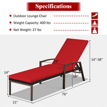 Load image into Gallery viewer, Gymax 2PCS Adjustable Patio Rattan Chaise Recliner Lounge Chair w/ Red Cushion
