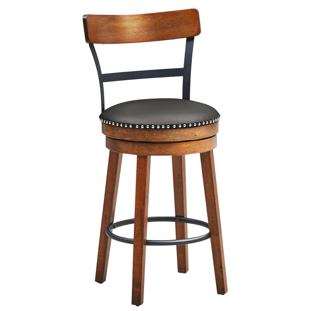 Gymax 25.5'' BarStool Swivel Counter Height kitchen Dining Bar Chair w/Rubber Wood Legs