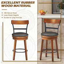 Load image into Gallery viewer, Gymax Set of 2 BarStool 25.5&#39;&#39; Swivel Counter Height Dining Chair with Rubber Wood Legs
