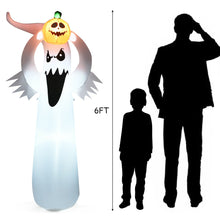 Load image into Gallery viewer, Gymax 6FT Halloween Inflatable Blow Up Ghost w/ Pumpkin LED Lights Yard Decoration
