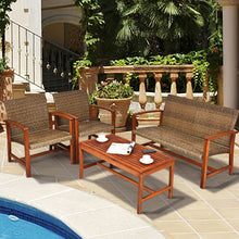 Load image into Gallery viewer, Gymax 4PCS Patio Conversation Set Outdoor Furniture Set w/ Acacia Wood Frame
