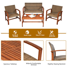 Load image into Gallery viewer, Gymax 4PCS Patio Conversation Set Outdoor Furniture Set w/ Acacia Wood Frame
