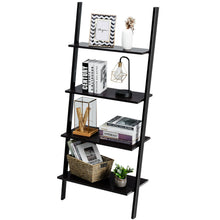 Load image into Gallery viewer, Gymax Industrial Ladder Shelf 4-Tier Leaning Wall Bookcase Plant Stand Rustic Black
