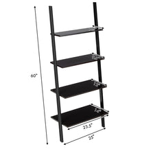 Load image into Gallery viewer, Gymax Industrial Ladder Shelf 4-Tier Leaning Wall Bookcase Plant Stand Rustic Black
