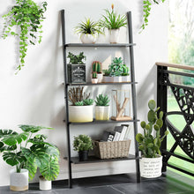 Load image into Gallery viewer, Gymax Industrial Ladder Shelf 4-Tier Leaning Wall Bookcase Plant Stand Rustic Black
