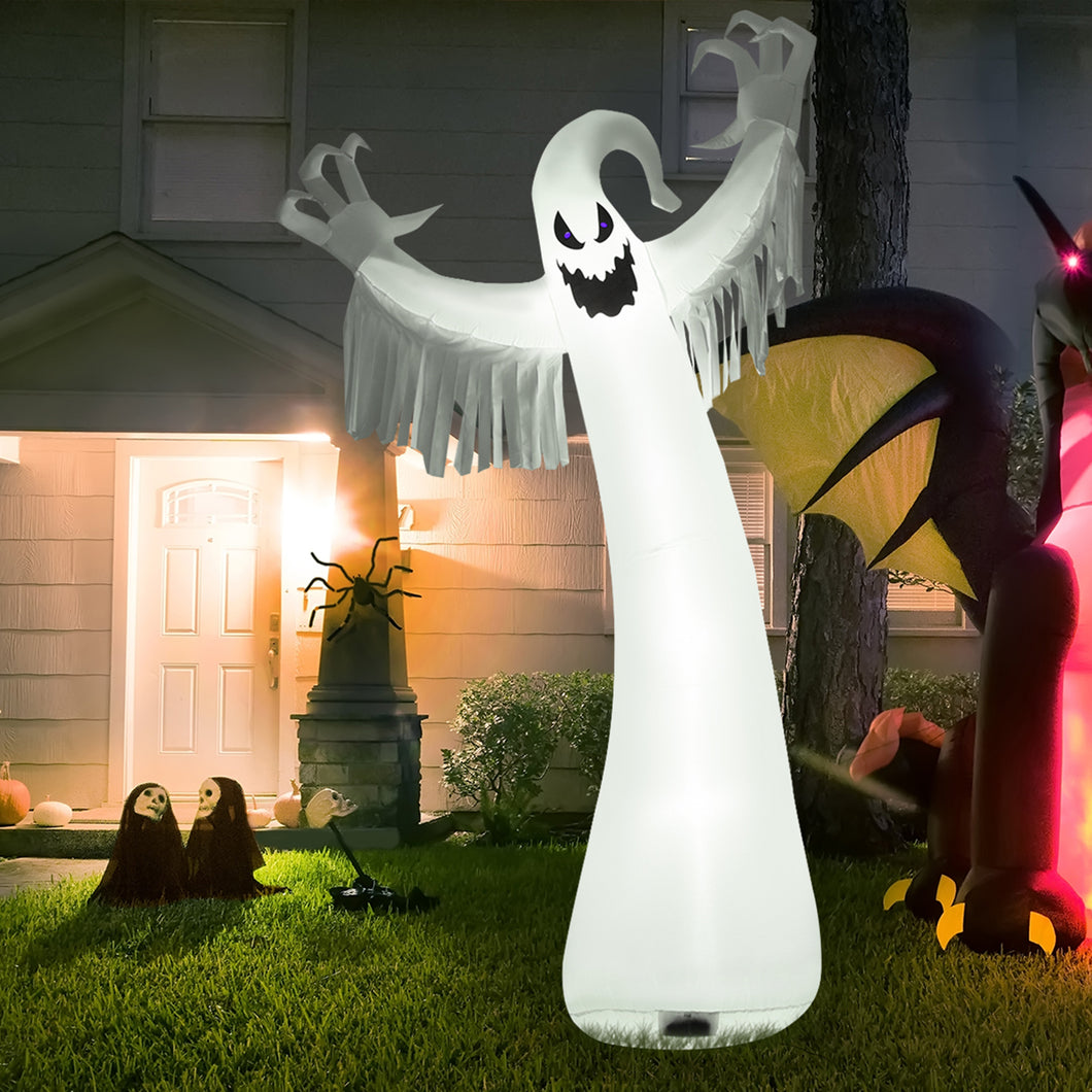 Gymax 12ft Inflatable Halloween Blow Up Ghost Decoration w/ Built-in LED Light