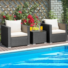 Load image into Gallery viewer, Gymax 3PCS Rattan Patio Conversation Furniture Set Outdoor Sofa Set w/ Cushions
