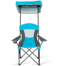 Load image into Gallery viewer, Gymax Folding Sunshade Chair Camping Chair Outdoor w/ Canopy Carrying Bag Blue
