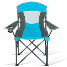 Load image into Gallery viewer, Gymax Folding Sunshade Chair Camping Chair Outdoor w/ Canopy Carrying Bag Blue
