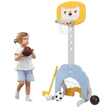 Load image into Gallery viewer, Gymax 3-in-1 Kids Basketball Hoop Set Adjustable Sports Activity Center w/Balls Yellow
