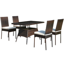 Load image into Gallery viewer, Gymax 5PCS Rattan Patio Dining Table &amp; Chair Set Outdoor Furniture Set w/ Cushion
