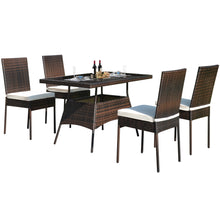 Load image into Gallery viewer, Gymax 5PCS Rattan Patio Dining Table &amp; Chair Set Outdoor Furniture Set w/ Cushion
