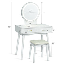 Load image into Gallery viewer, Gymax Vanity Dressing Table Set Touch Screen 3 Lighting Modes Mirror Padded Stool
