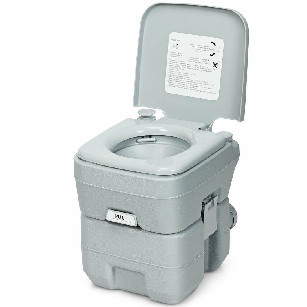 Gymax 5.3 Gallon 20L Portable Travel Toilet Camping RV Outdoor Indoor Potty Commode
