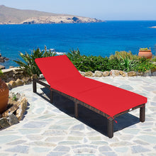 Load image into Gallery viewer, Gymax Adjustable Patio Rattan Chaise Lounge Chair Recliner Outdoor w/ Red Cushion
