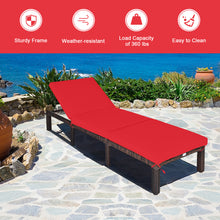Load image into Gallery viewer, Gymax Adjustable Patio Rattan Chaise Lounge Chair Recliner Outdoor w/ Red Cushion
