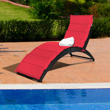Load image into Gallery viewer, Gymax 2PCS Foldable Rattan Wicker Chaise Lounge Chair w/ Red Cushion Patio Outdoor
