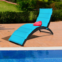 Load image into Gallery viewer, Gymax 2PCS Foldable Rattan Wicker Chaise Lounge Chair w/ Turquoise Cushion Patio Outdoor
