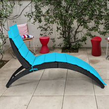 Load image into Gallery viewer, Gymax 2PCS Foldable Rattan Wicker Chaise Lounge Chair w/ Turquoise Cushion Patio Outdoor
