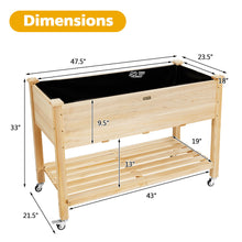 Load image into Gallery viewer, Gymax Raised Garden Bed Wood Elevated Planter Bed w/Lockable Wheels Shelf &amp; Liner
