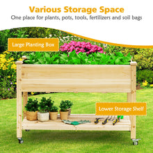 Load image into Gallery viewer, Gymax Raised Garden Bed Wood Elevated Planter Bed w/Lockable Wheels Shelf &amp; Liner
