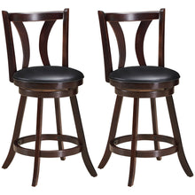 Load image into Gallery viewer, Gymax Set of 2 Swivel Bar stool 24&#39;&#39; Counter Height Leather Padded Dining Kitchen Chair
