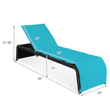 Load image into Gallery viewer, Gymax Set of 2 Adjustable Rattan Patio Recliner Chaise Lounge Chair w/ Turquoise Cushion
