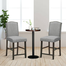 Load image into Gallery viewer, Gymax Set of 4 Fabric Barstools Nail Head Trim Counter Height Dining Side Chairs Grey
