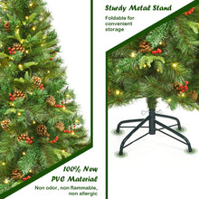 Load image into Gallery viewer, Gymax 6 ft Pre-lit Hinged Christmas Tree Holiday Decor w/ LED Lights Metal Stand
