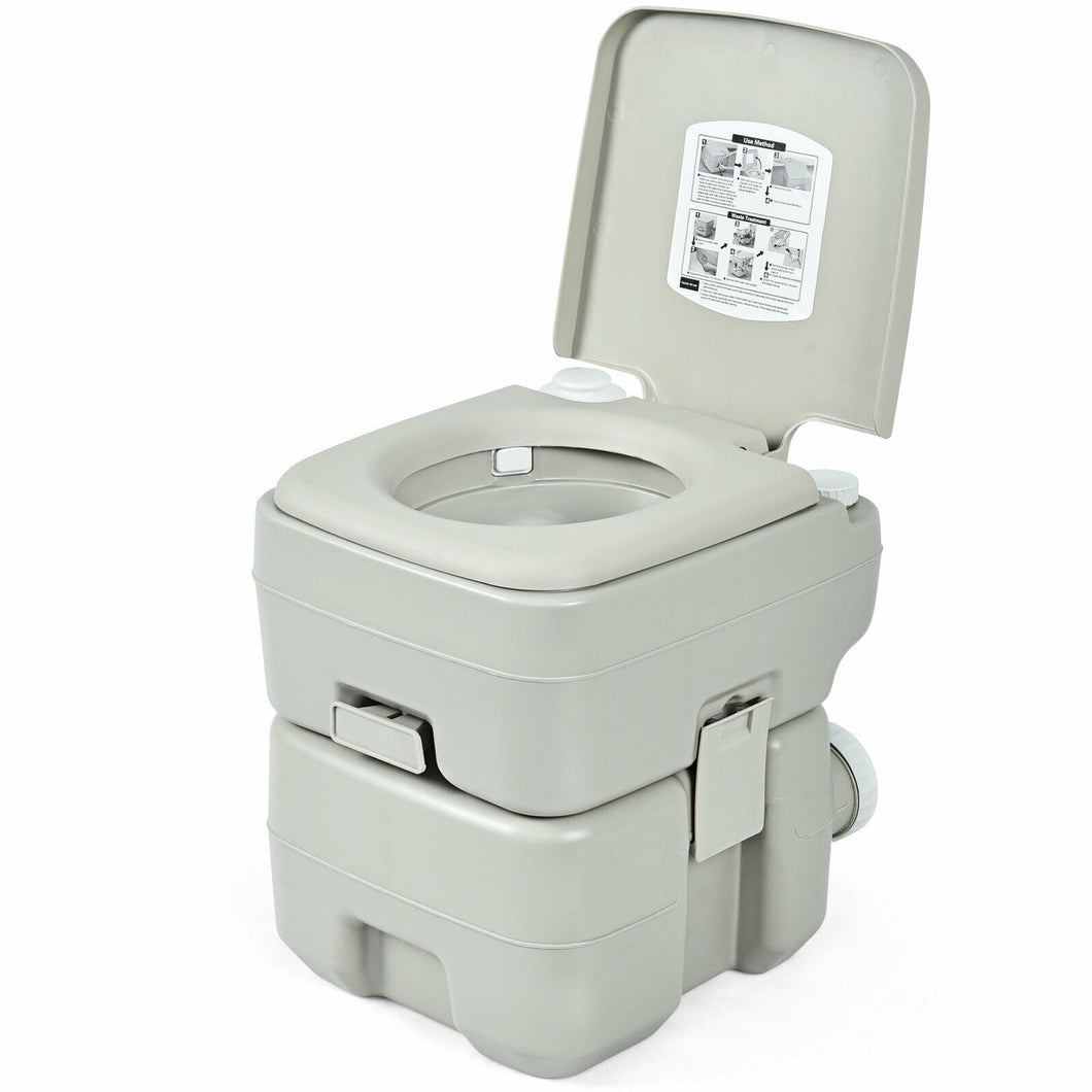 Gymax 5.3 Gallon 20L Portable Travel Toilet Camping RV Indoor Outdoor Potty Commode