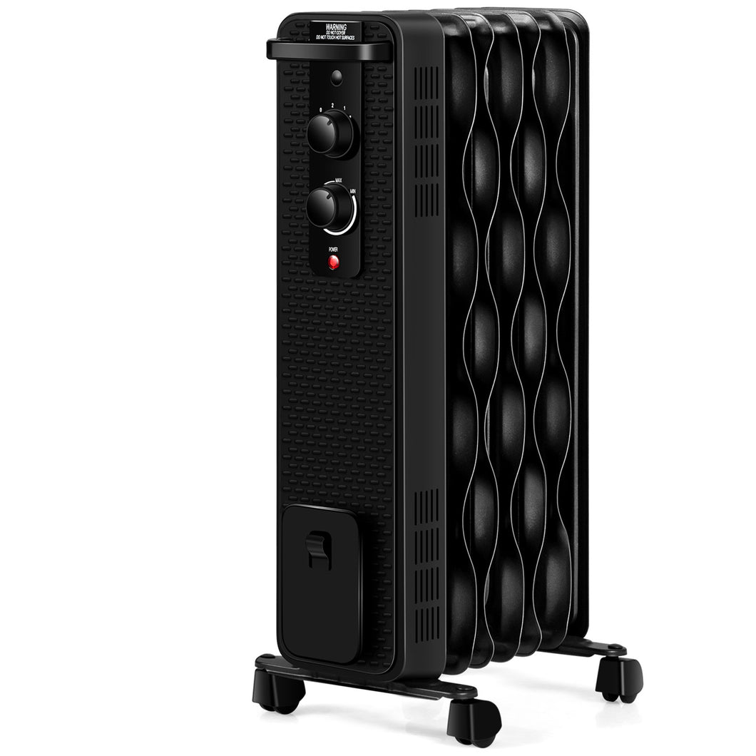 Gymax 1500W Oil Filled Radiator Space Heater w/ 3 Heating Modes Black/White