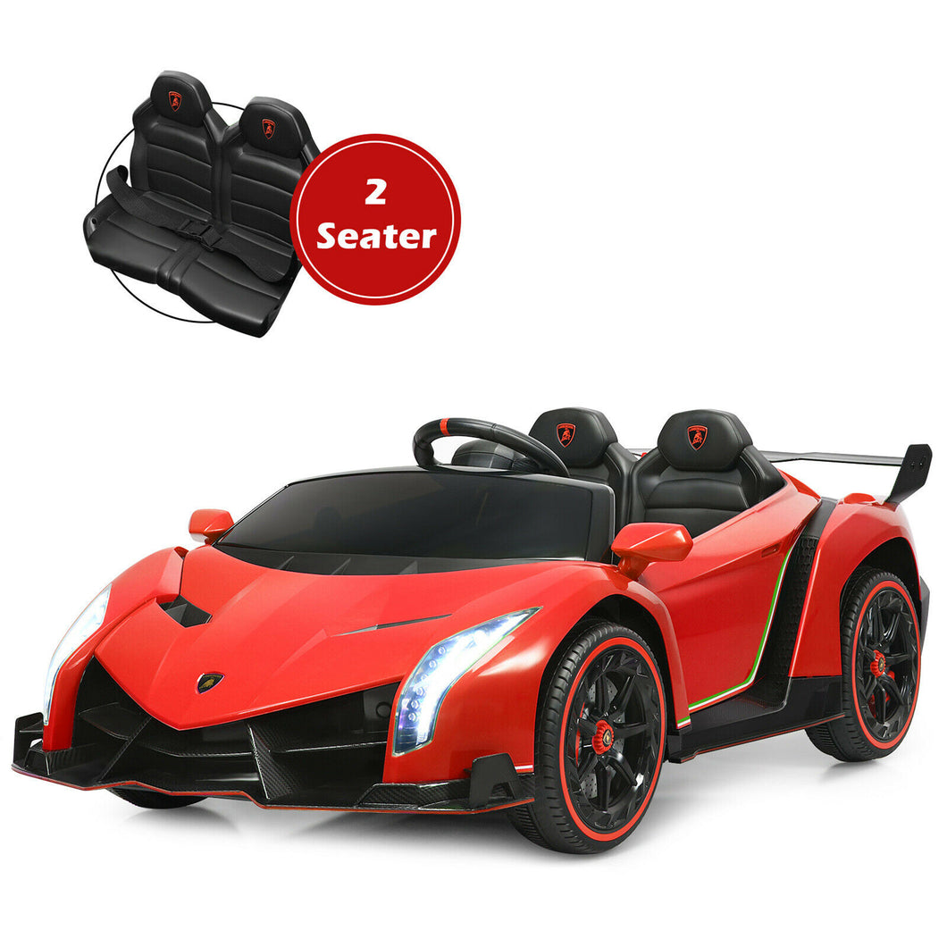 Gymax 12V 2-Seater Licensed Lamborghini Kids Ride On Car w/ RC & Swing Function Red