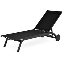 Load image into Gallery viewer, Gymax Patio Chaise Lounge Chair Aluminum Adjustable Recliner w/ Wheels Black
