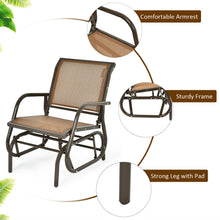 Load image into Gallery viewer, Gymax 2PCS Patio Swing Glider Chair Single Rocking Chair Yard Outdoor Brown
