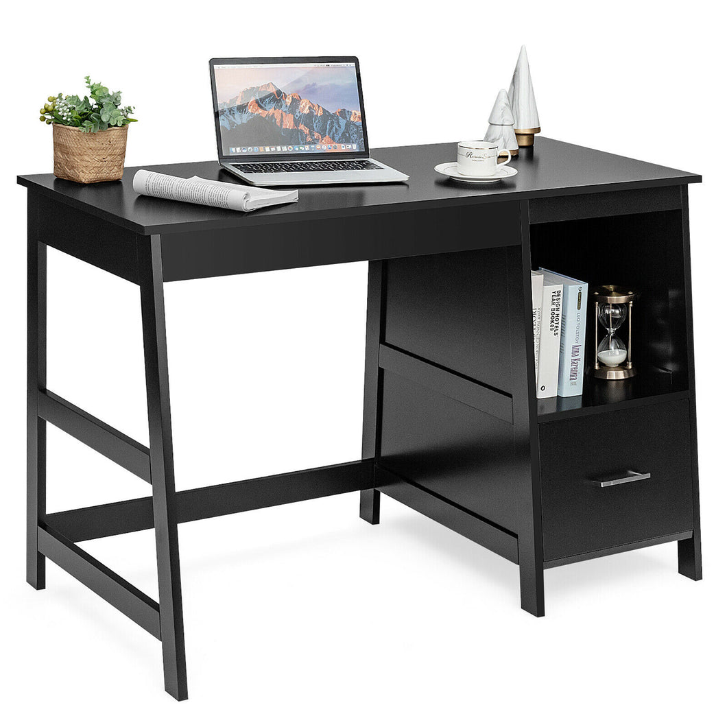 Gymax 47.5'' Computer Desk Trestle Desk Writing Study Workstation w/ 2 Drawers