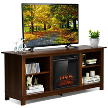 Load image into Gallery viewer, Gymax 58&#39;&#39; 2-Tier Fireplace TV Stand W/18&#39;&#39; 1400W Electric Fireplace 65&#39;&#39; Walnut
