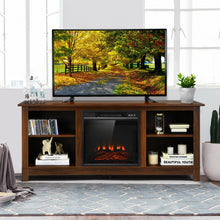 Load image into Gallery viewer, Gymax 58&#39;&#39; 2-Tier Fireplace TV Stand W/18&#39;&#39; 1400W Electric Fireplace 65&#39;&#39; Walnut
