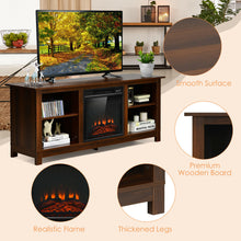 Load image into Gallery viewer, Gymax 58&#39;&#39; 2-Tier Fireplace TV Stand W/18&#39;&#39; 1400W Electric Fireplace 65&#39;&#39; Walnut
