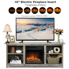 Load image into Gallery viewer, Gymax 58&#39;&#39; 2-Tier Fireplace TV Stand W/18&#39;&#39; Electric Fireplace Grey Up to 65&#39;&#39;
