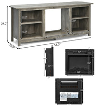 Load image into Gallery viewer, Gymax 58&#39;&#39; 2-Tier Fireplace TV Stand W/18&#39;&#39; Electric Fireplace up to 65&#39;&#39; Grey
