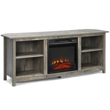 Load image into Gallery viewer, Gymax 58&#39;&#39; 2-Tier Fireplace TV Stand W/18&#39;&#39; Electric Fireplace up to 65&#39;&#39; Grey
