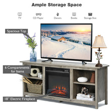 Load image into Gallery viewer, Gymax 58&#39;&#39; 2-Tier Fireplace TV Stand W/18&#39;&#39; Electric Fireplace up to 65&#39;&#39; Grey
