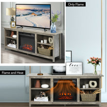 Load image into Gallery viewer, Gymax 58&#39;&#39; 2-Tier Fireplace TV Stand W/18&#39;&#39; Electric Fireplace up to 65&#39;&#39; Grey
