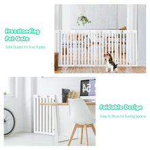 Load image into Gallery viewer, Gymax 36&#39;&#39; Folding Wooden Freestanding Pet Gate Dog Gate W/360¡ã Hinge White
