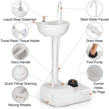 Load image into Gallery viewer, Gymax Portable Wash Sink Camping Sink Wash Basin Stand w/ Wheels &amp; Foot Pump
